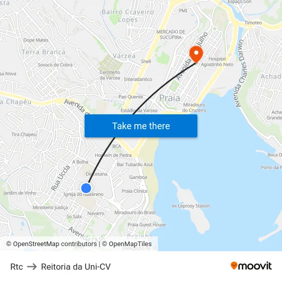Rtc to Reitoria da Uni-CV map