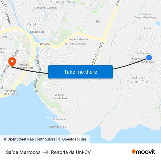 Saída Marrocos to Reitoria da Uni-CV map