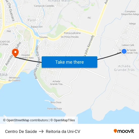 Centro De Saúde to Reitoria da Uni-CV map