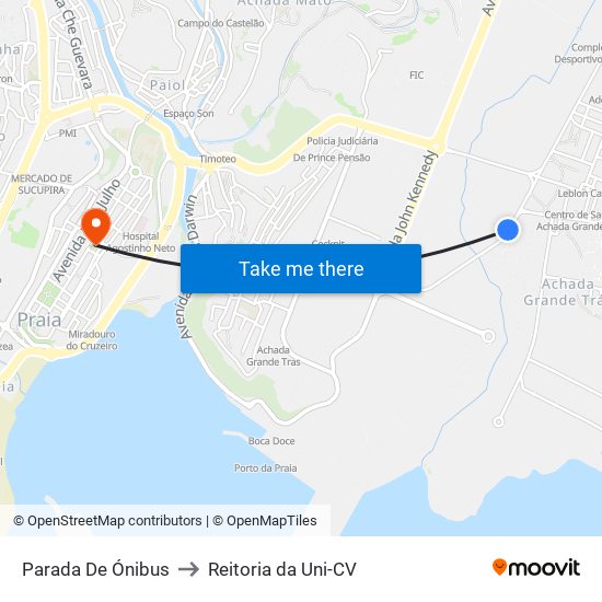 Parada De Ónibus to Reitoria da Uni-CV map