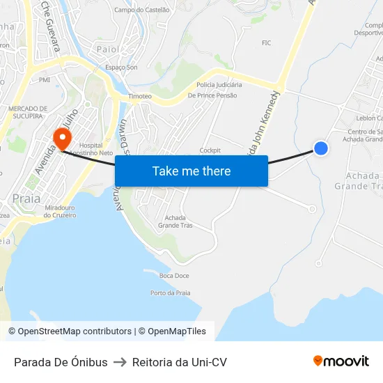 Parada De Ónibus to Reitoria da Uni-CV map