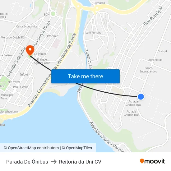 Parada De Ónibus to Reitoria da Uni-CV map
