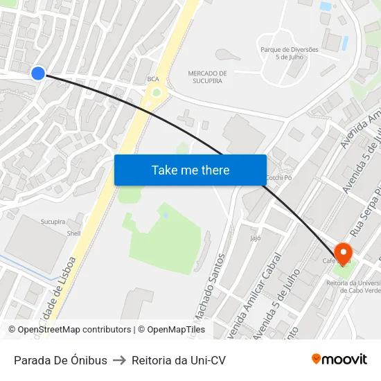 Parada De Ónibus to Reitoria da Uni-CV map