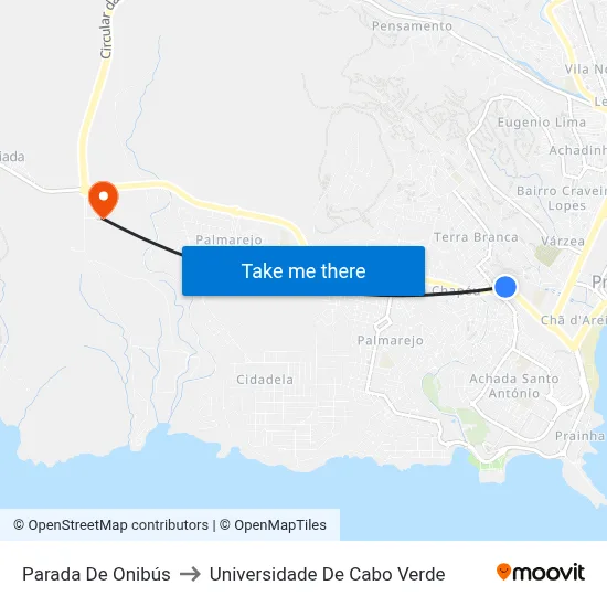 Parada De Onibús to Universidade De Cabo Verde map