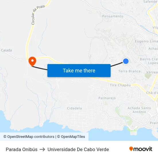Parada Onibús to Universidade De Cabo Verde map