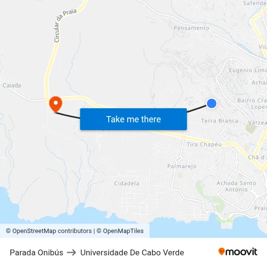 Parada Onibús to Universidade De Cabo Verde map