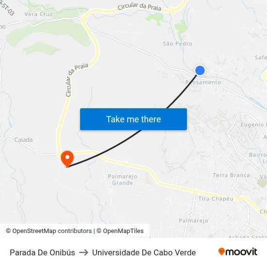 Parada De Onibús to Universidade De Cabo Verde map