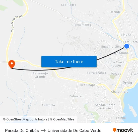 Parada De Onibús to Universidade De Cabo Verde map