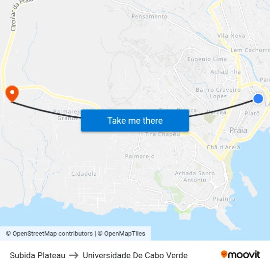 Subida Plateau to Universidade De Cabo Verde map