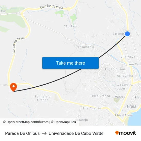 Parada De Onibús to Universidade De Cabo Verde map
