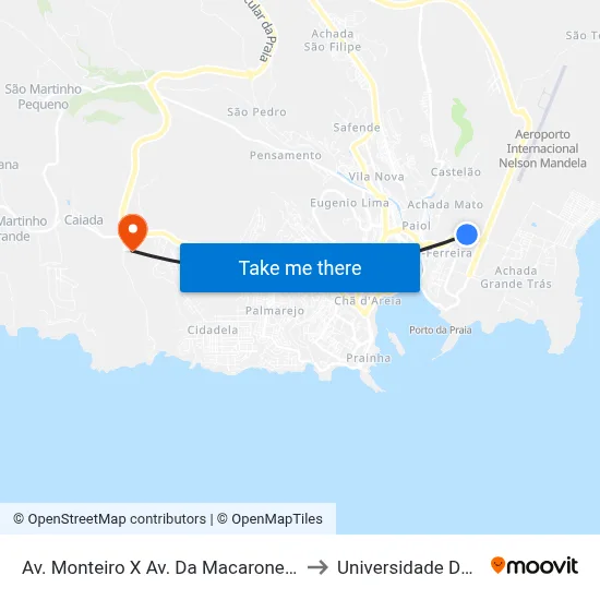 Av. Monteiro X Av. Da Macaronesia (Aeroporto Antigo) to Universidade De Cabo Verde map