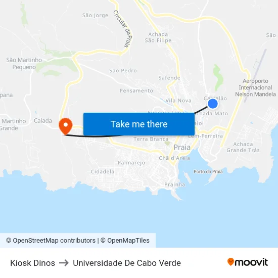 Kiosk Dinos to Universidade De Cabo Verde map
