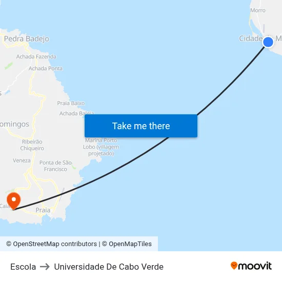 Escola to Universidade De Cabo Verde map