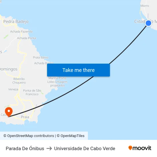 Parada De Ónibus to Universidade De Cabo Verde map