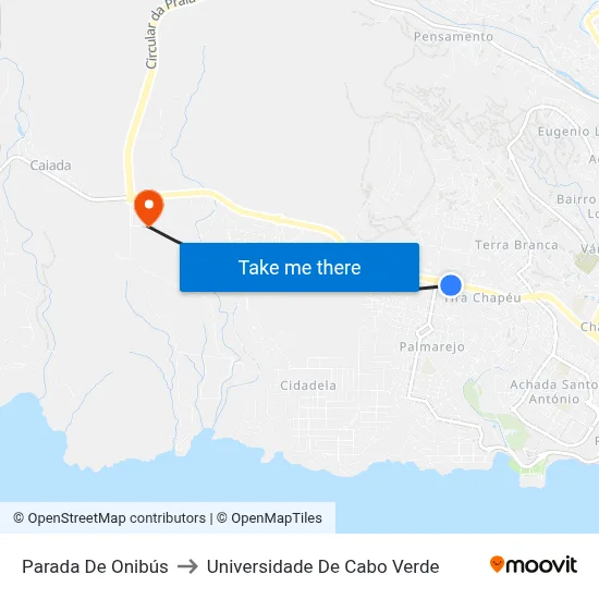Parada De Onibús to Universidade De Cabo Verde map