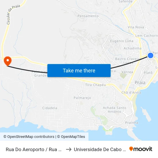 Rua Do Aeroporto / Rua Enacol to Universidade De Cabo Verde map