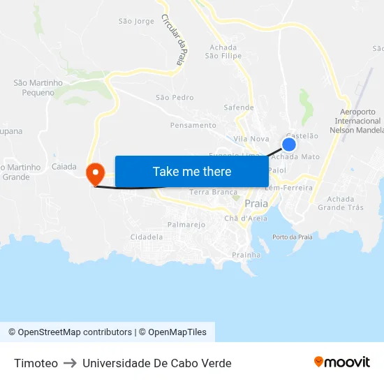 Timoteo to Universidade De Cabo Verde map
