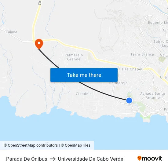 Parada De Ónibus to Universidade De Cabo Verde map