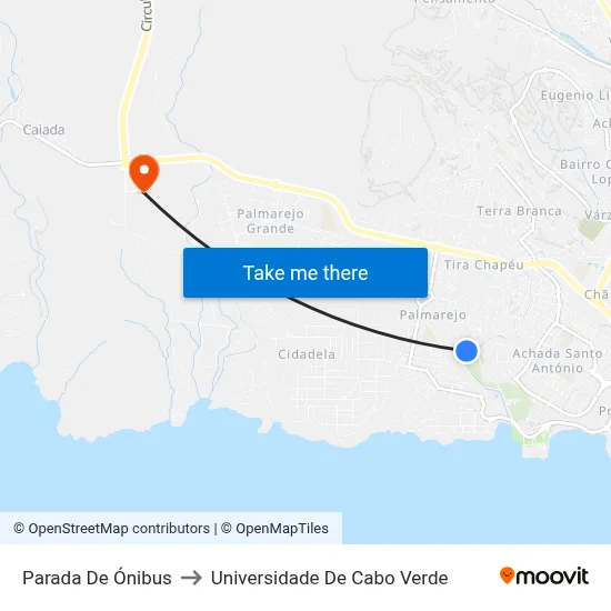 Parada De Ónibus to Universidade De Cabo Verde map