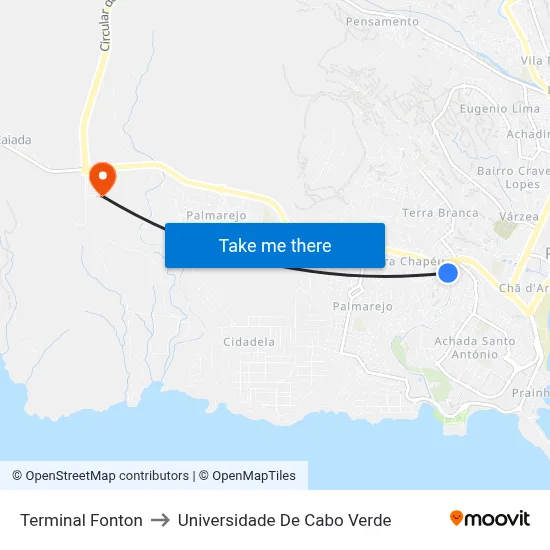 Terminal Fonton to Universidade De Cabo Verde map