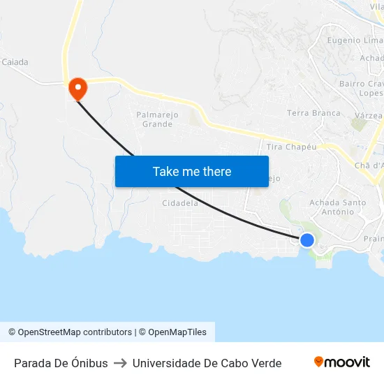 Parada De Ónibus to Universidade De Cabo Verde map