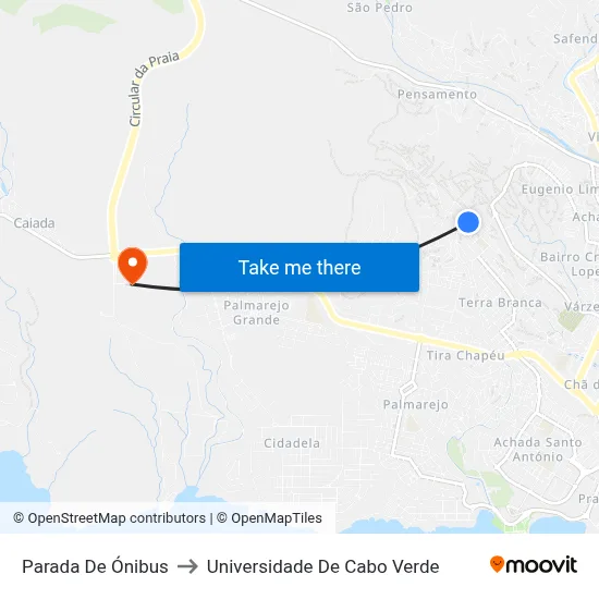 Parada De Ónibus to Universidade De Cabo Verde map