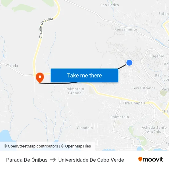 Parada De Ónibus to Universidade De Cabo Verde map