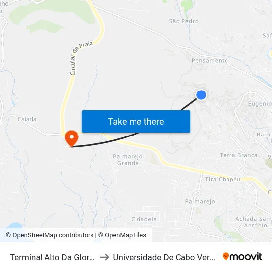 Terminal Alto Da Gloria to Universidade De Cabo Verde map