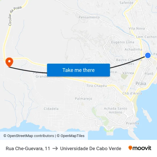 Rua Che-Guevara, 11 to Universidade De Cabo Verde map