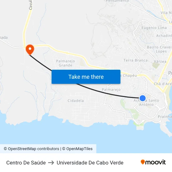 Centro De Saúde to Universidade De Cabo Verde map