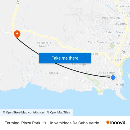 Terminal Plaza Park to Universidade De Cabo Verde map