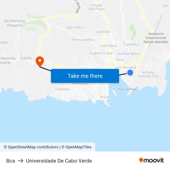Bca to Universidade De Cabo Verde map
