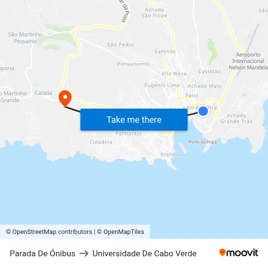 Parada De Ónibus to Universidade De Cabo Verde map