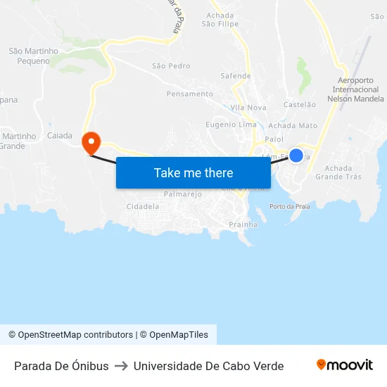 Parada De Ónibus to Universidade De Cabo Verde map