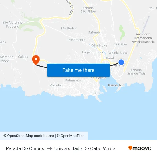 Parada De Ónibus to Universidade De Cabo Verde map
