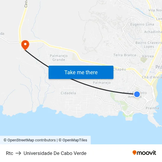 Rtc to Universidade De Cabo Verde map