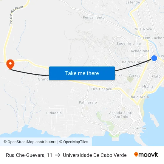 Rua Che-Guevara, 11 to Universidade De Cabo Verde map