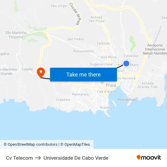 Cv Telecom to Universidade De Cabo Verde map