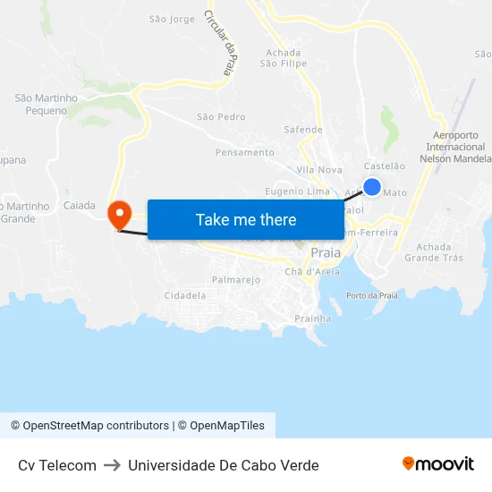 Cv Telecom to Universidade De Cabo Verde map