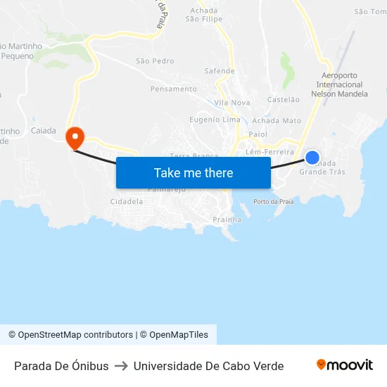 Parada De Ónibus to Universidade De Cabo Verde map