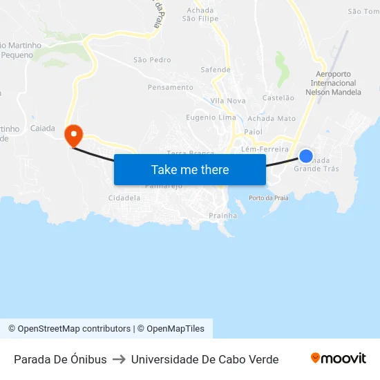 Parada De Ónibus to Universidade De Cabo Verde map