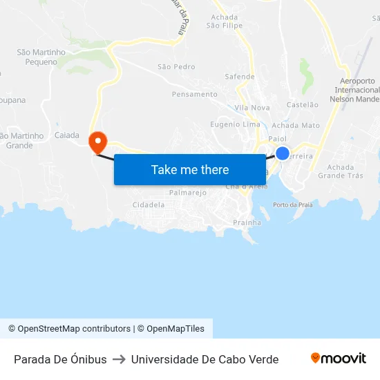Parada De Ónibus to Universidade De Cabo Verde map