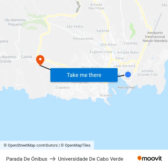 Parada De Ónibus to Universidade De Cabo Verde map