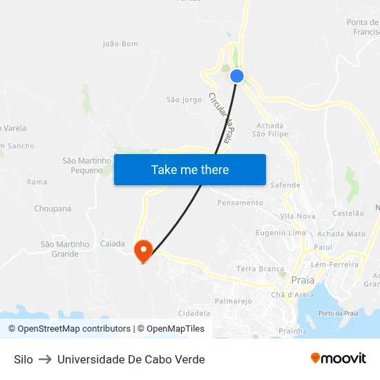 Silo to Universidade De Cabo Verde map