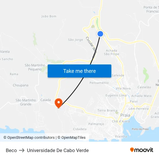 Beco to Universidade De Cabo Verde map