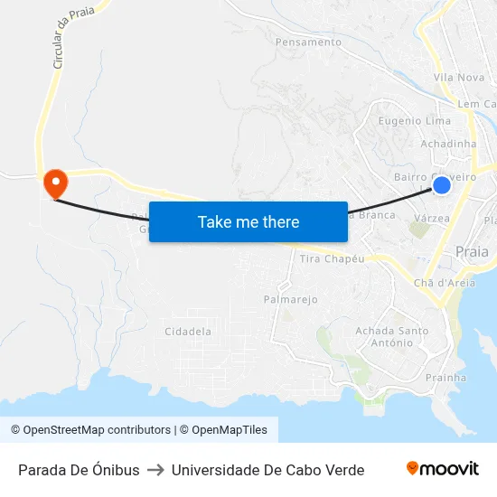 Parada De Ónibus to Universidade De Cabo Verde map