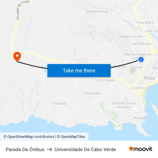 Parada De Ónibus to Universidade De Cabo Verde map