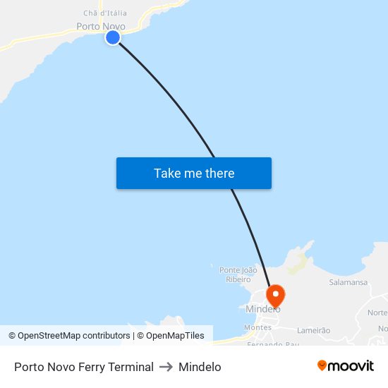 Porto Novo Ferry Terminal to Mindelo map