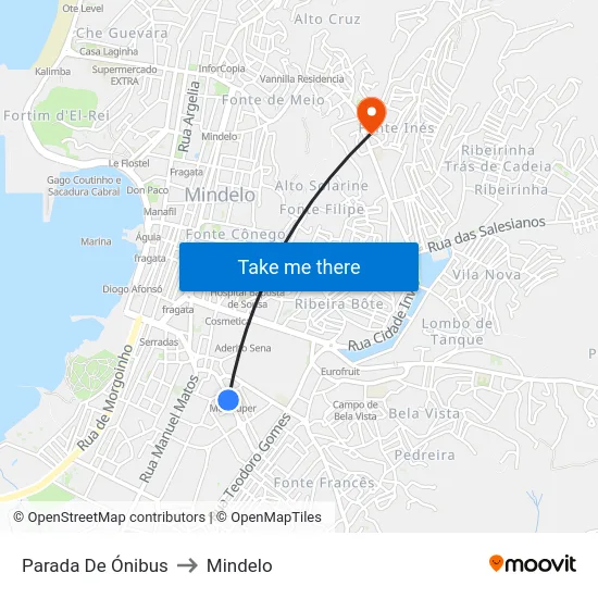 Parada De Ónibus to Mindelo map