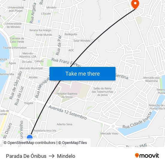 Parada De Ónibus to Mindelo map